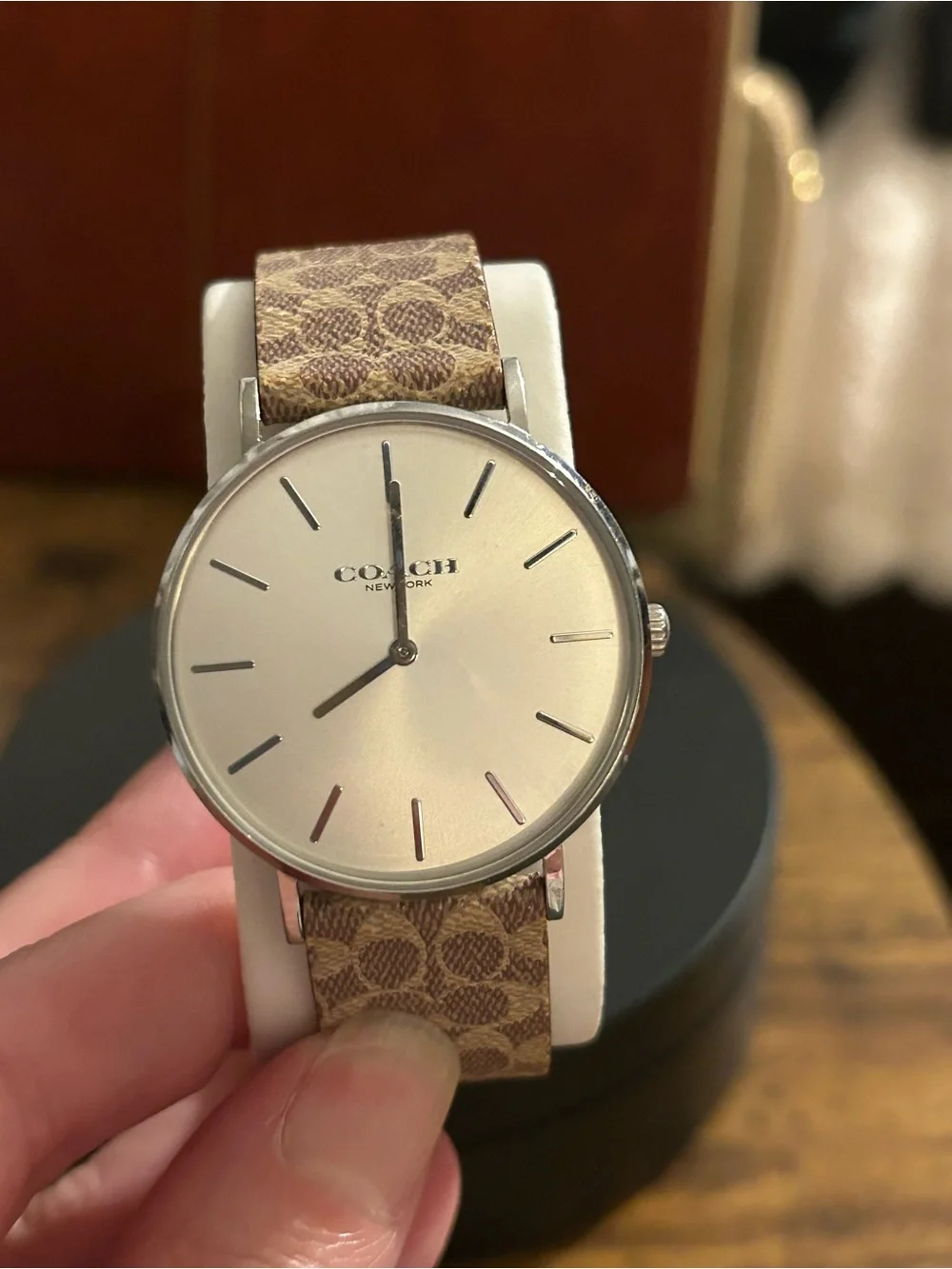 COACH Tan Signature Canvas Strap Watch